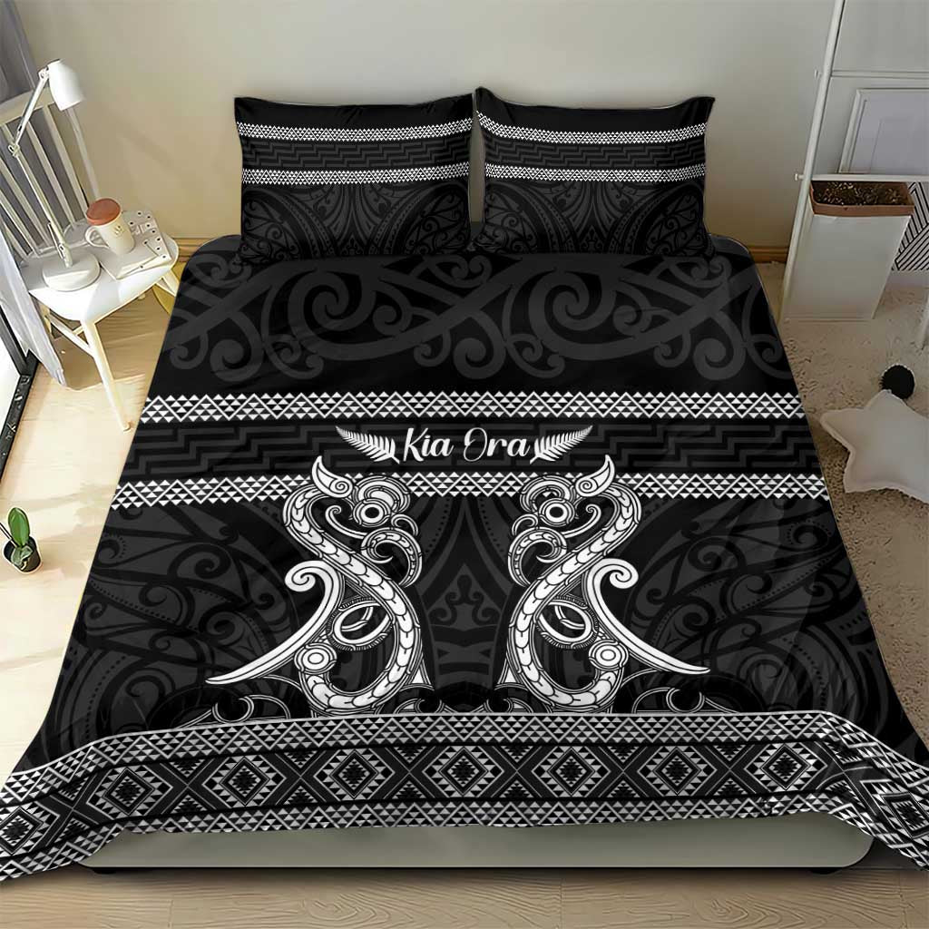 Kia Ora New Zealand Bedding Set Maori Language Week Pango Taniko Motif - Polynesian Pride