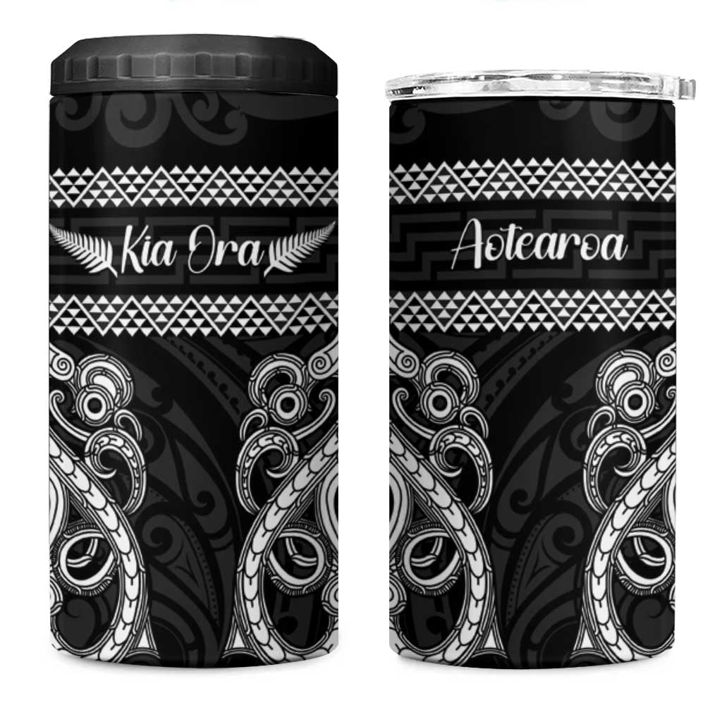 Kia Ora New Zealand 4 in 1 Can Cooler Tumbler Maori Language Week Pango Taniko Motif - Polynesian Pride