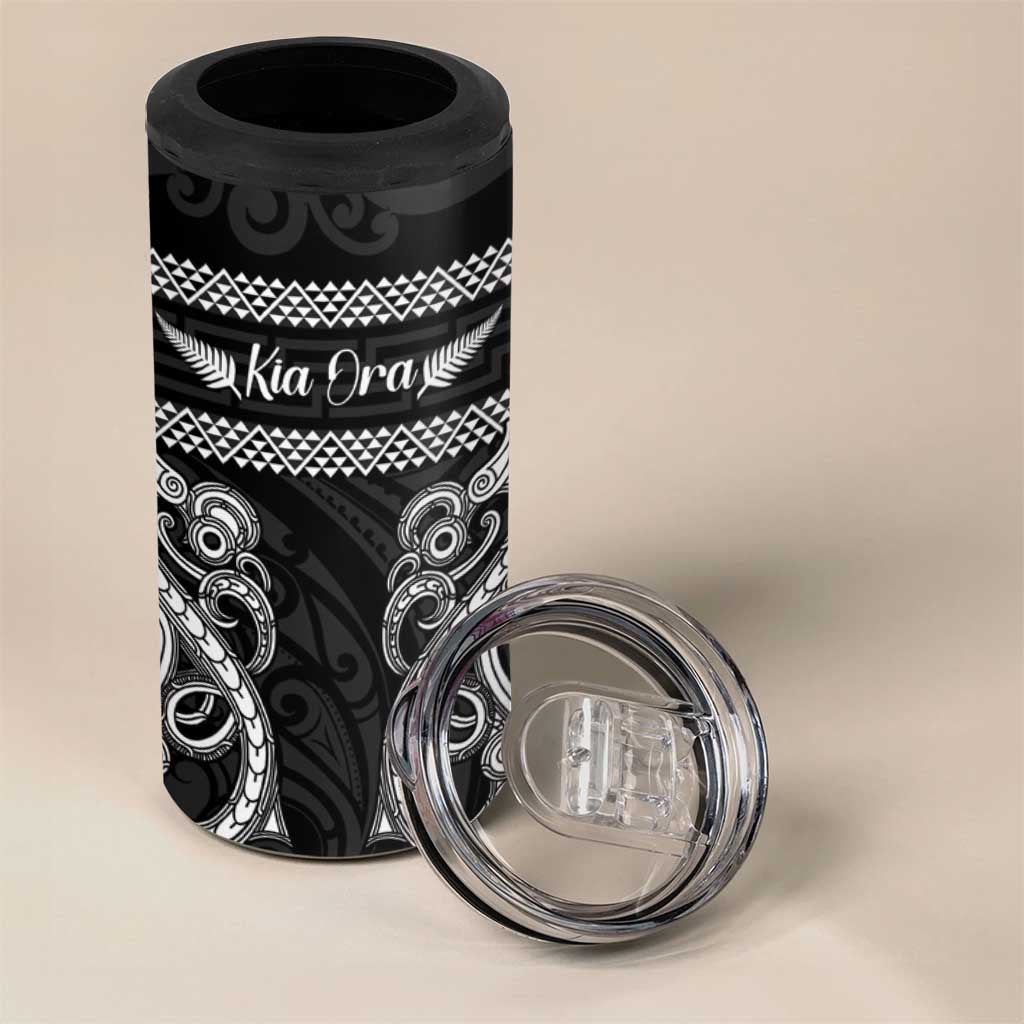 Kia Ora New Zealand 4 in 1 Can Cooler Tumbler Maori Language Week Pango Taniko Motif - Polynesian Pride