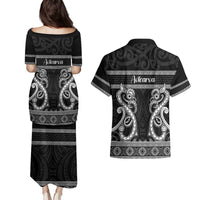 Kia Ora New Zealand Couples Matching Puletasi and Hawaiian Shirt Maori Language Week Pango Taniko Motif - Polynesian Pride