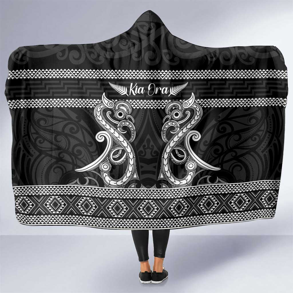 Kia Ora New Zealand Hooded Blanket Maori Language Week Pango Taniko Motif - Polynesian Pride