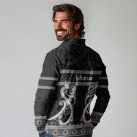 Kia Ora New Zealand Long Sleeve Polo Shirt Maori Language Week Pango Taniko Motif - Polynesian Pride