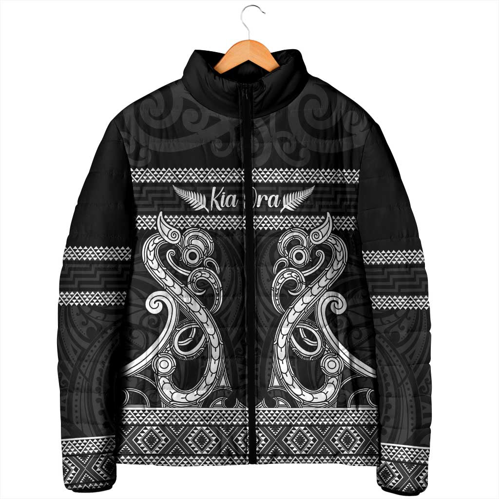 Kia Ora New Zealand Padded Jacket Maori Language Week Pango Taniko Motif - Polynesian Pride
