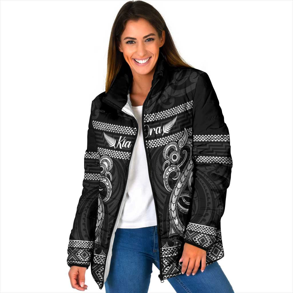 Kia Ora New Zealand Padded Jacket Maori Language Week Pango Taniko Motif - Polynesian Pride