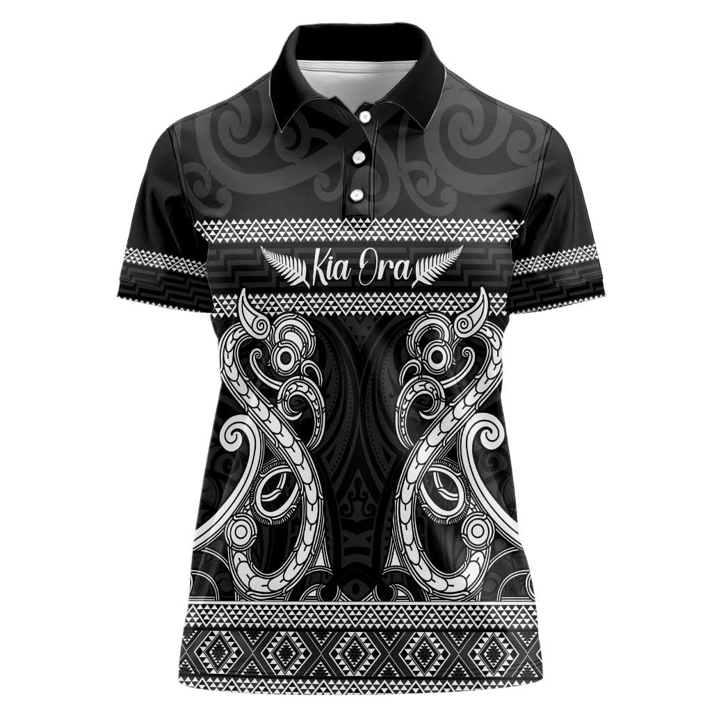 Kia Ora New Zealand Women Polo Shirt Maori Language Week Pango Taniko Motif - Polynesian Pride