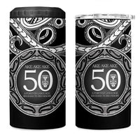 Kia Kaha Te Reo Maori New Zealand 4 in 1 Can Cooler Tumbler 50th Anniversary Ake Ake Ake - Polynesian Pride