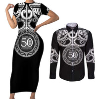 Kia Kaha Te Reo Maori New Zealand Couples Matching Short Sleeve Bodycon Dress and Long Sleeve Button Shirt 50th Anniversary Ake Ake Ake - Polynesian Pride