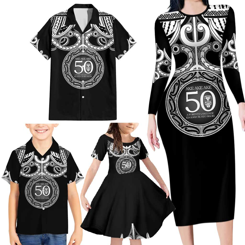 Kia Kaha Te Reo Maori New Zealand Family Matching Long Sleeve Bodycon Dress and Hawaiian Shirt 50th Anniversary Ake Ake Ake - Polynesian Pride