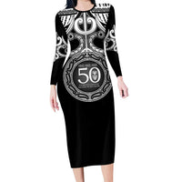 Kia Kaha Te Reo Maori New Zealand Family Matching Long Sleeve Bodycon Dress and Hawaiian Shirt 50th Anniversary Ake Ake Ake - Polynesian Pride
