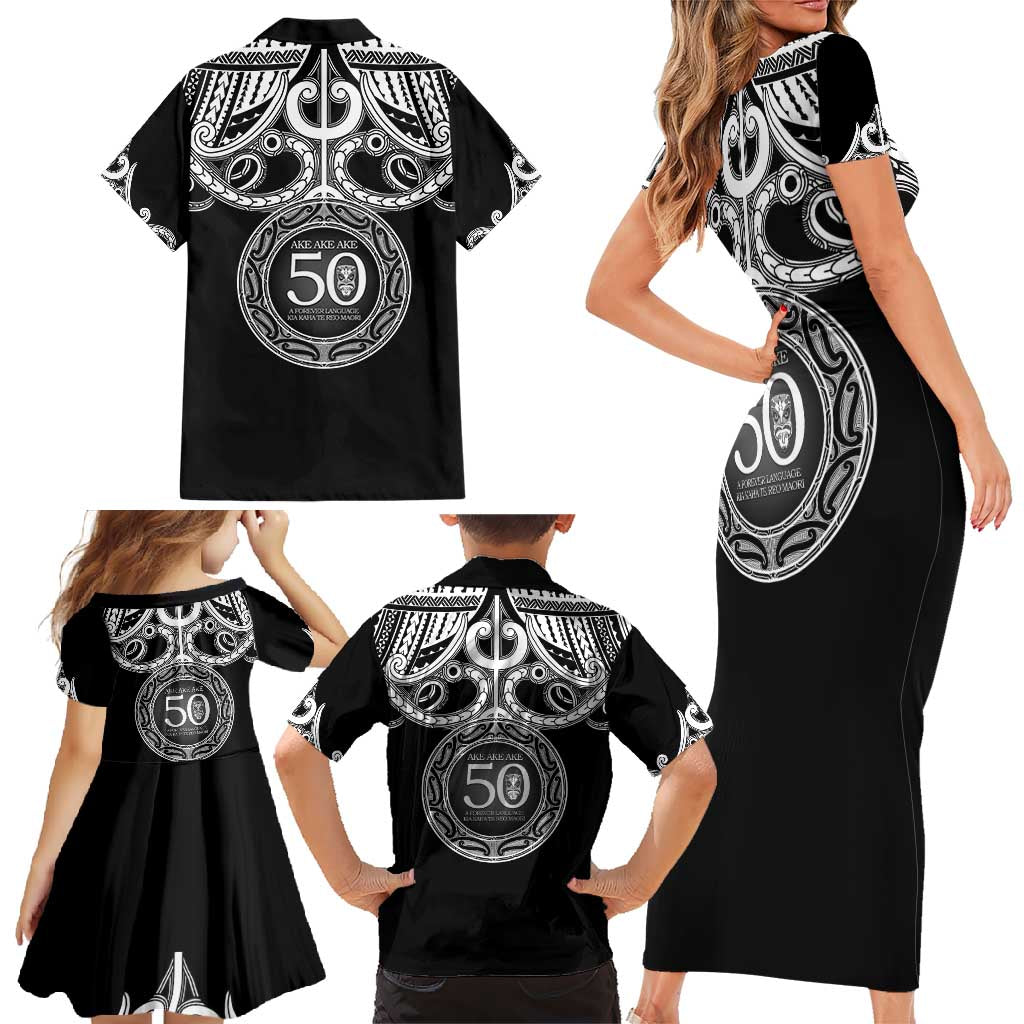 Kia Kaha Te Reo Maori New Zealand Family Matching Short Sleeve Bodycon Dress and Hawaiian Shirt 50th Anniversary Ake Ake Ake - Polynesian Pride