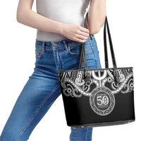 Kia Kaha Te Reo Maori New Zealand Leather Tote Bag 50th Anniversary Ake Ake Ake - Polynesian Pride