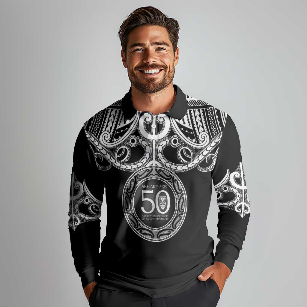 Kia Kaha Te Reo Maori New Zealand Long Sleeve Polo Shirt 50th Anniversary Ake Ake Ake - Polynesian Pride