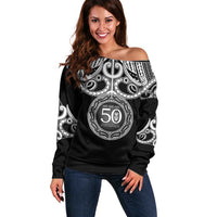 Kia Kaha Te Reo Maori New Zealand Off Shoulder Sweater 50th Anniversary Ake Ake Ake - Polynesian Pride
