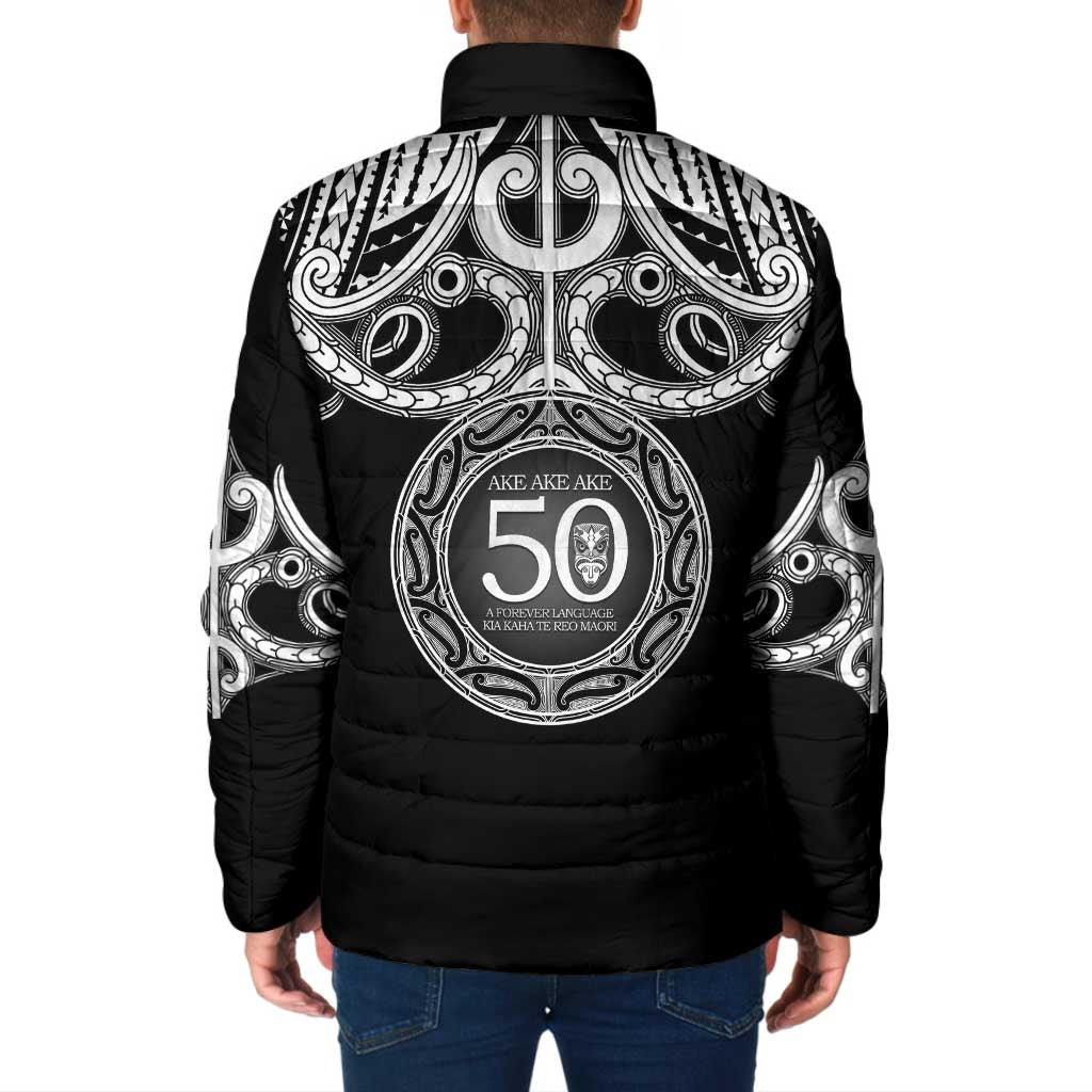 Kia Kaha Te Reo Maori New Zealand Padded Jacket 50th Anniversary Ake Ake Ake - Polynesian Pride