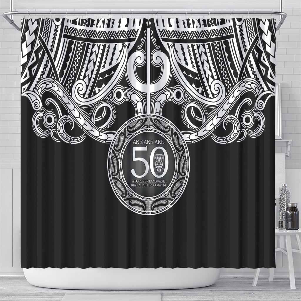 Kia Kaha Te Reo Maori New Zealand Shower Curtain 50th Anniversary Ake Ake Ake - Polynesian Pride