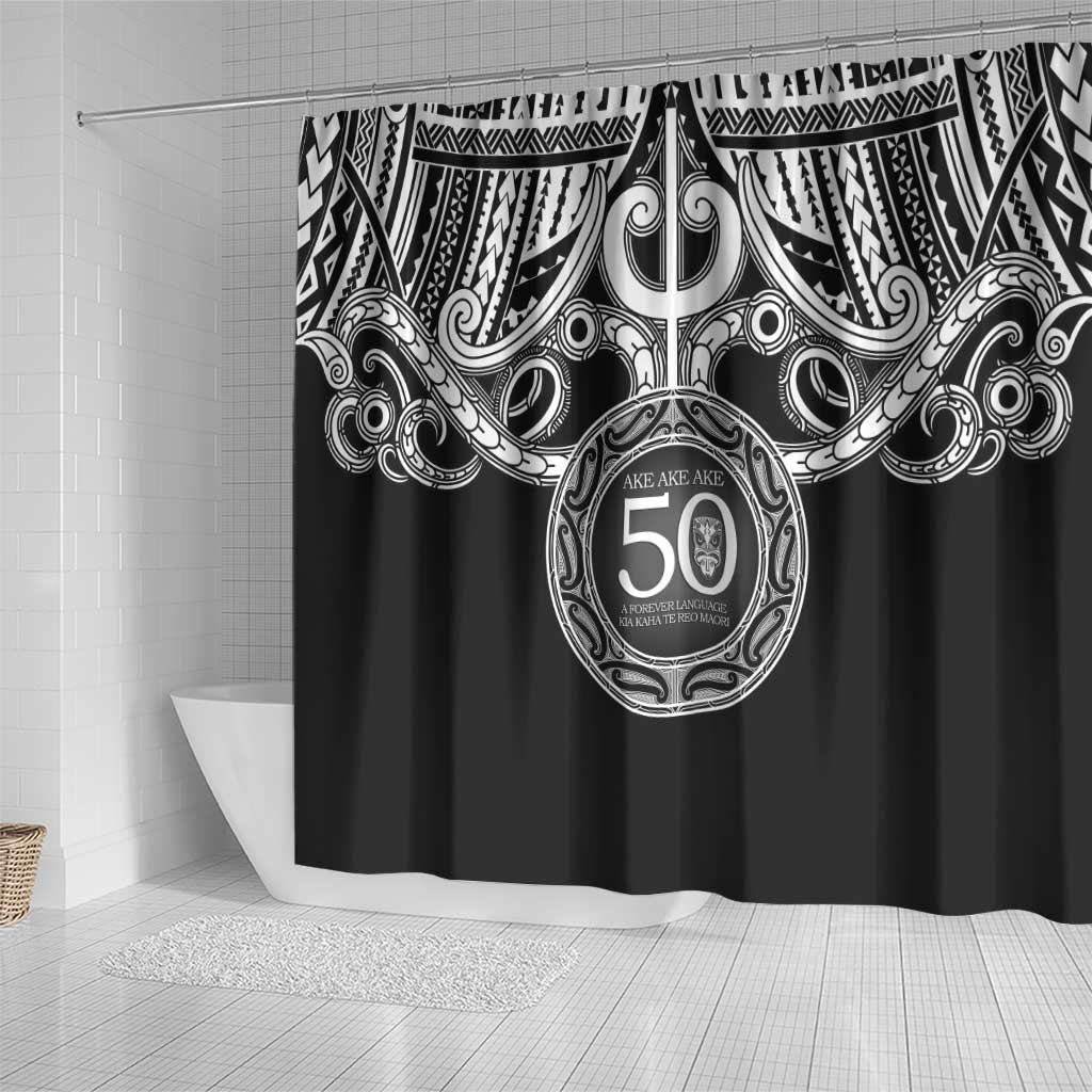Kia Kaha Te Reo Maori New Zealand Shower Curtain 50th Anniversary Ake Ake Ake - Polynesian Pride