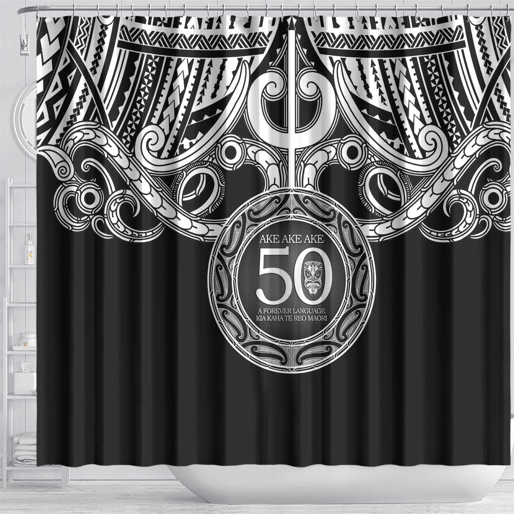 Kia Kaha Te Reo Maori New Zealand Shower Curtain 50th Anniversary Ake Ake Ake - Polynesian Pride