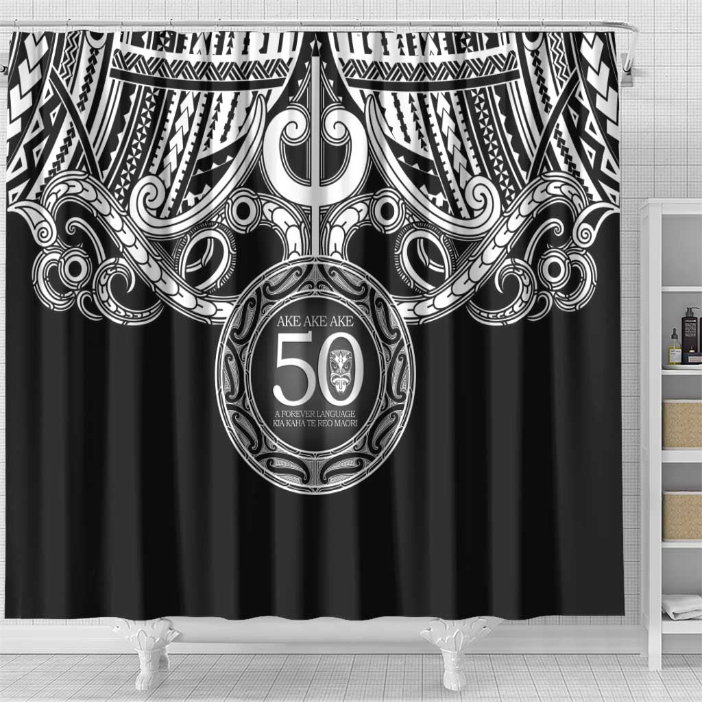 Kia Kaha Te Reo Maori New Zealand Shower Curtain 50th Anniversary Ake Ake Ake - Polynesian Pride