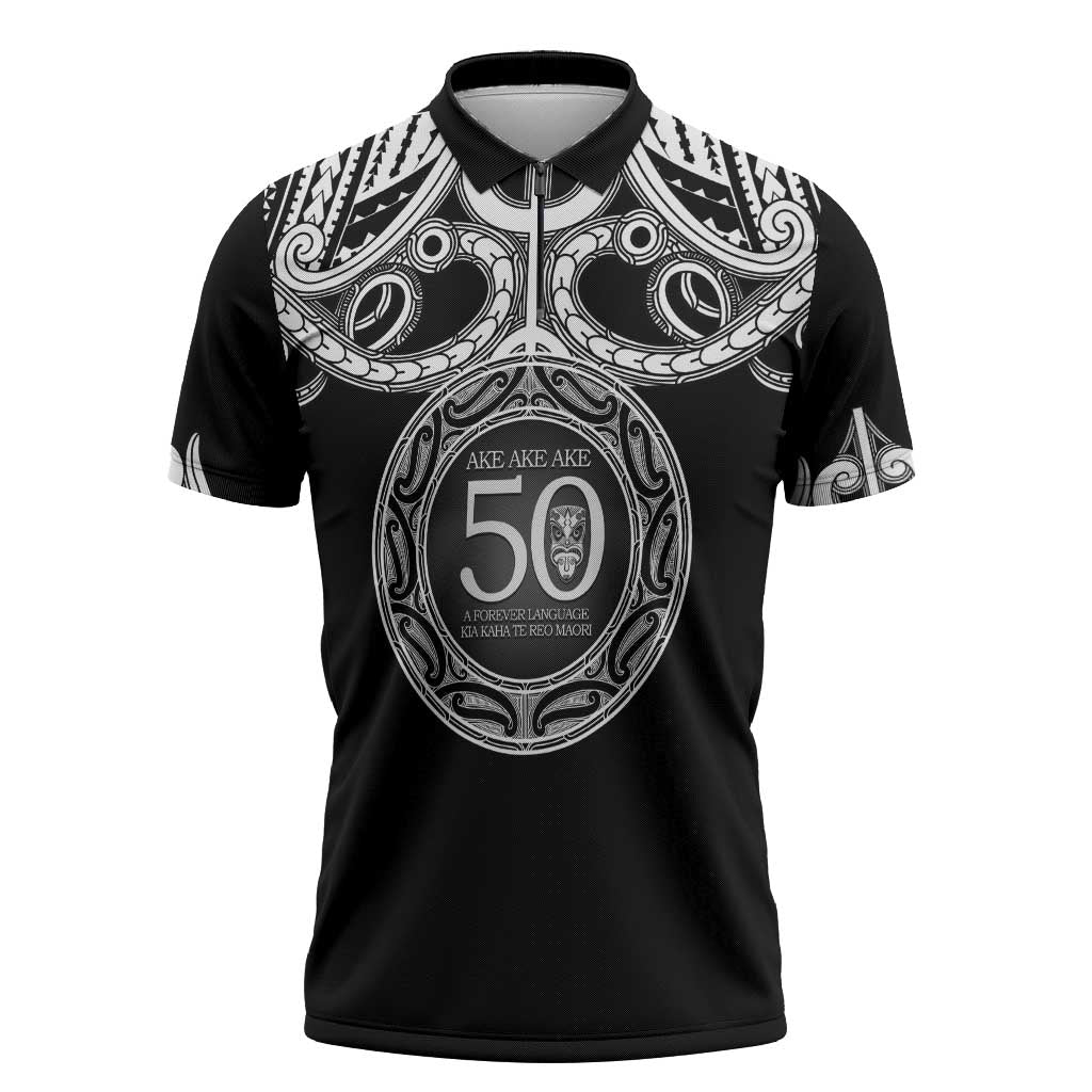 Kia Kaha Te Reo Maori New Zealand Zipper Polo Shirt 50th Anniversary Ake Ake Ake - Polynesian Pride