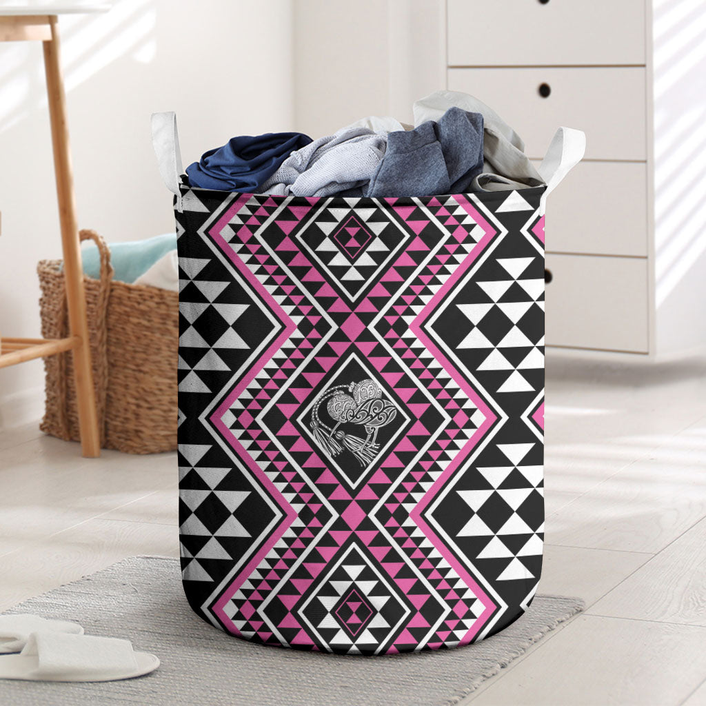 New Zealand Mawhero Taniko Motifs Laundry Basket Maori Poi Dance Costume Inspired LT14 Pink - Polynesian Pride