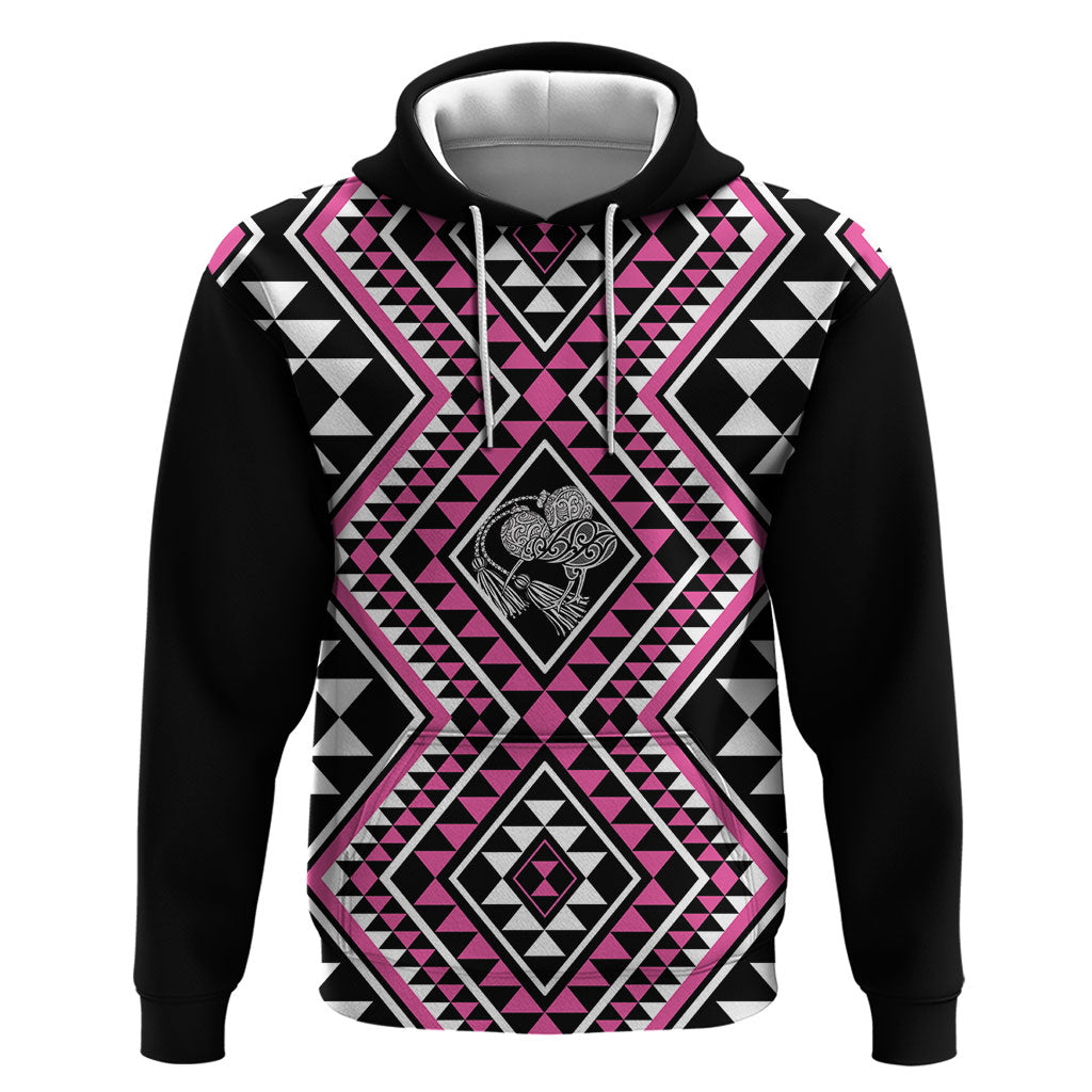 New Zealand Mawhero Taniko Motifs Hoodie Maori Poi Dance Costume Inspired LT14 Pullover Hoodie Pink - Polynesian Pride