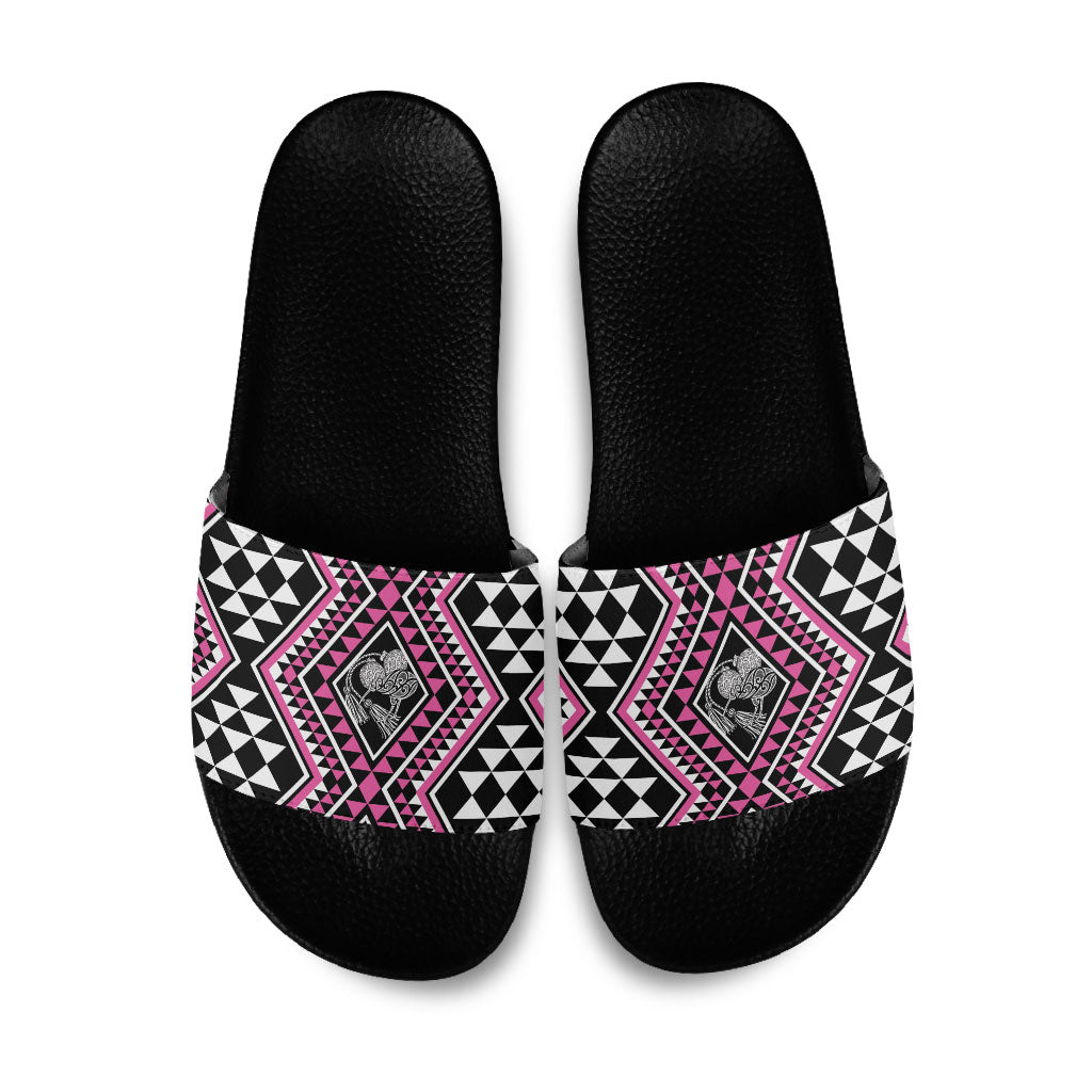 New Zealand Mawhero Taniko Motifs Slide Sandals Maori Poi Dance Costume Inspired LT14 Pink - Polynesian Pride