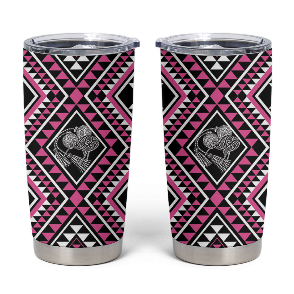 New Zealand Mawhero Taniko Motifs Tumbler Cup Maori Poi Dance Costume Inspired LT14 Pink - Polynesian Pride