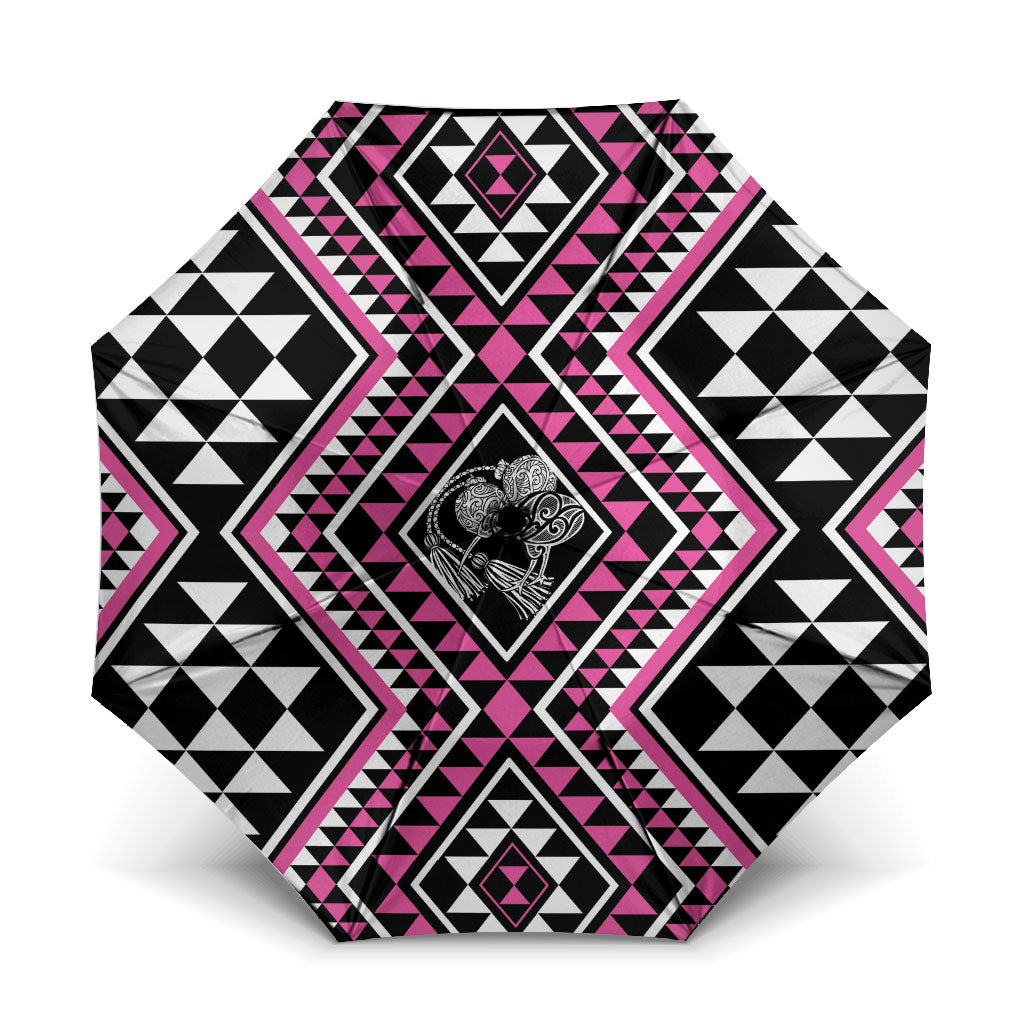 New Zealand Mawhero Taniko Motifs Umbrella Maori Poi Dance Costume Inspired LT14 One Size Folded 11.42 inch Opened Diameter 37.4 inch Pink - Polynesian Pride