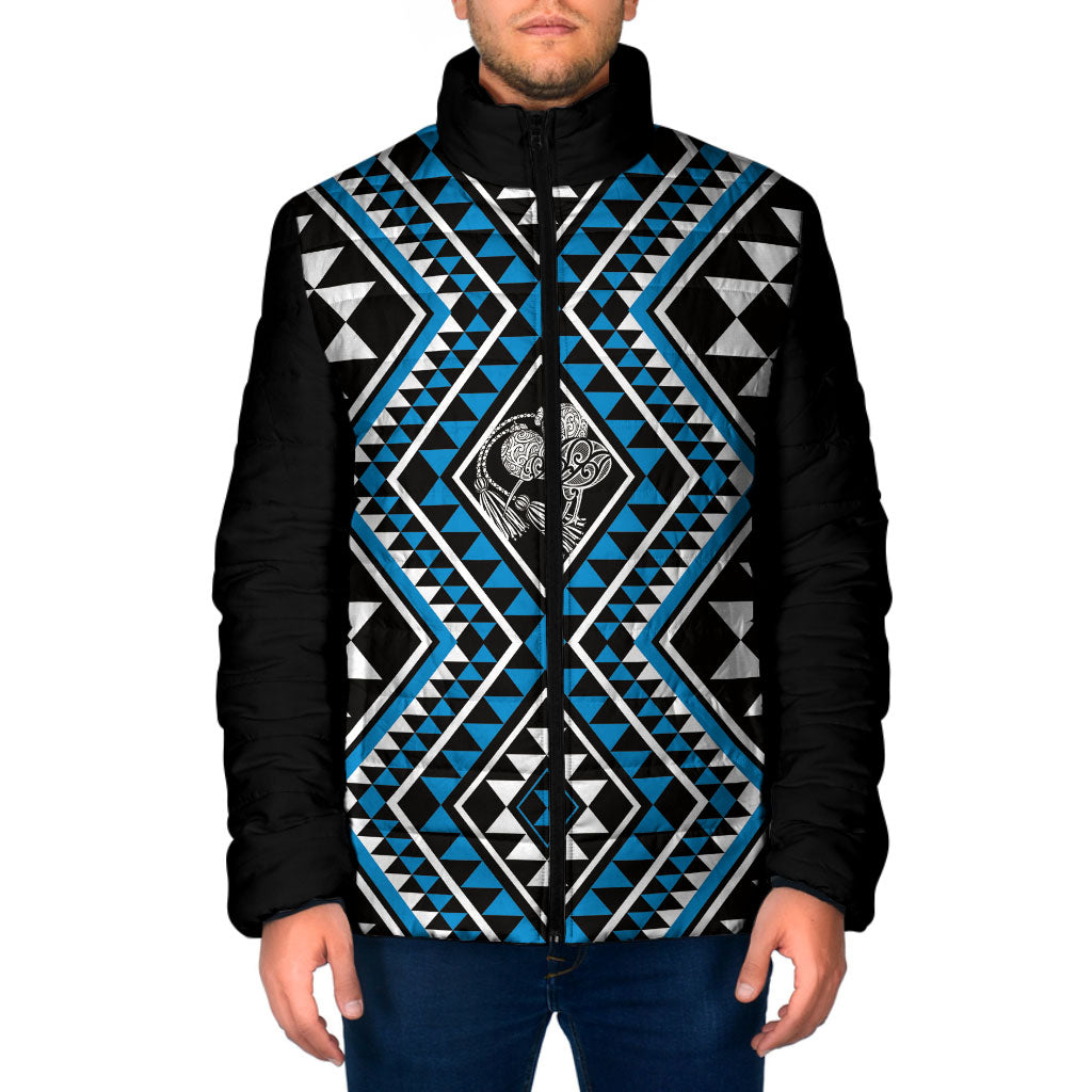 New Zealand Kikorangi Taniko Motifs Padded Jacket Maori Poi Dance Costume Inspired LT14 Men Blue - Polynesian Pride