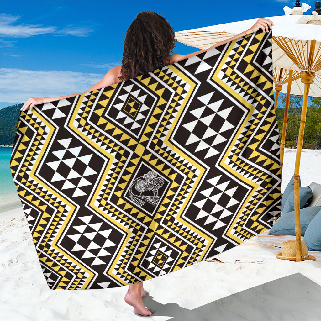 New Zealand Kowhai Taniko Motifs Sarong Maori Poi Dance Costume Inspired LT14 One Size 44 x 66 inches Yellow - Polynesian Pride