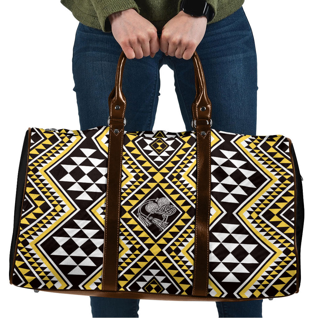 New Zealand Kowhai Taniko Motifs Travel Bag Maori Poi Dance Costume Inspired LT14 Yellow - Polynesian Pride