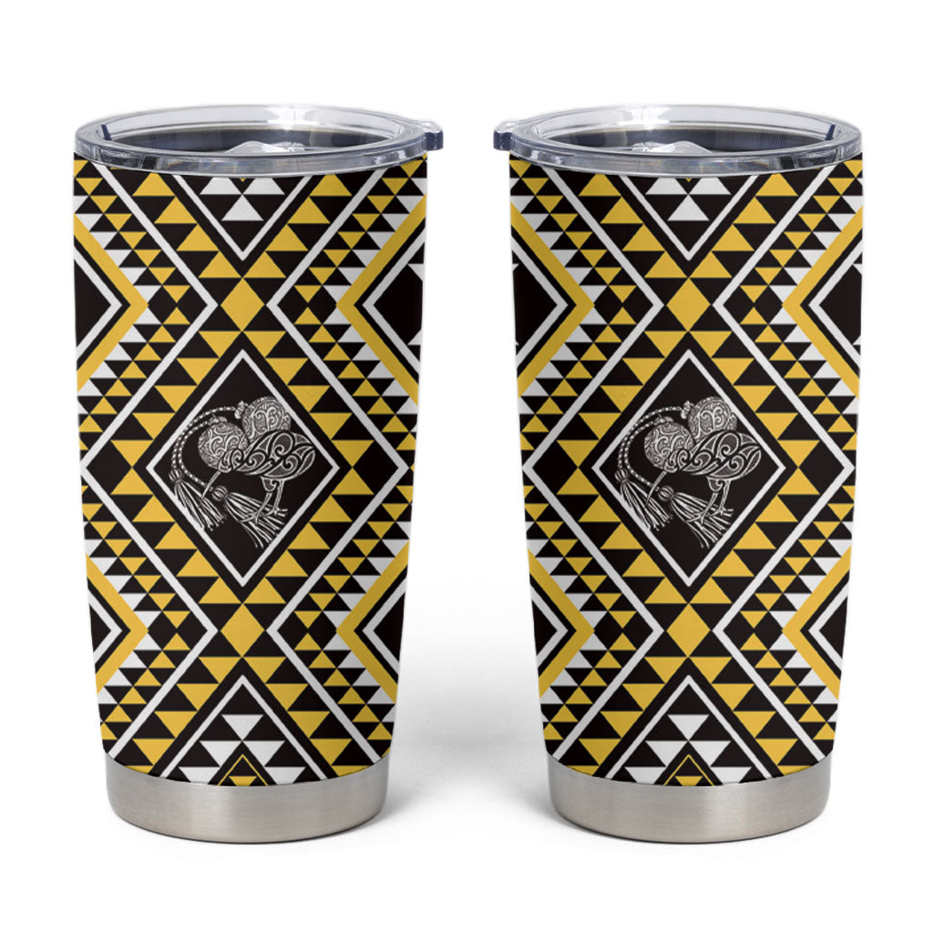 New Zealand Kowhai Taniko Motifs Tumbler Cup Maori Poi Dance Costume Inspired LT14 Yellow - Polynesian Pride