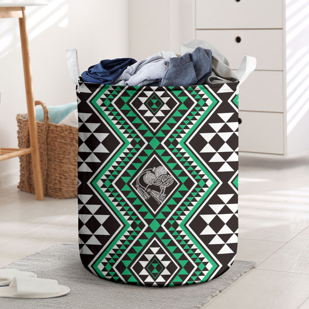 New Zealand Kakariki Taniko Motifs Laundry Basket Maori Poi Dance Costume Inspired LT14 Green - Polynesian Pride