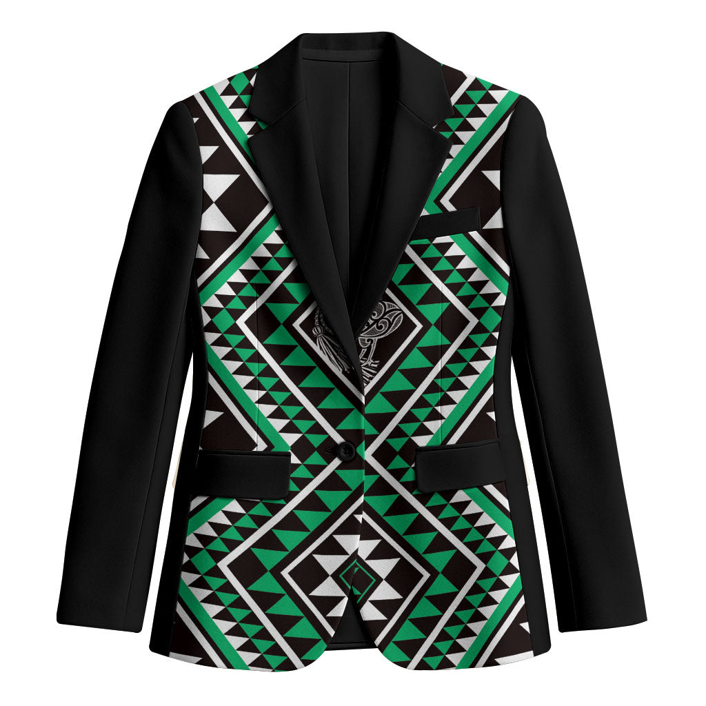 New Zealand Kakariki Taniko Motifs Blazer Maori Poi Dance Costume Inspired LT14 Unisex Green - Polynesian Pride