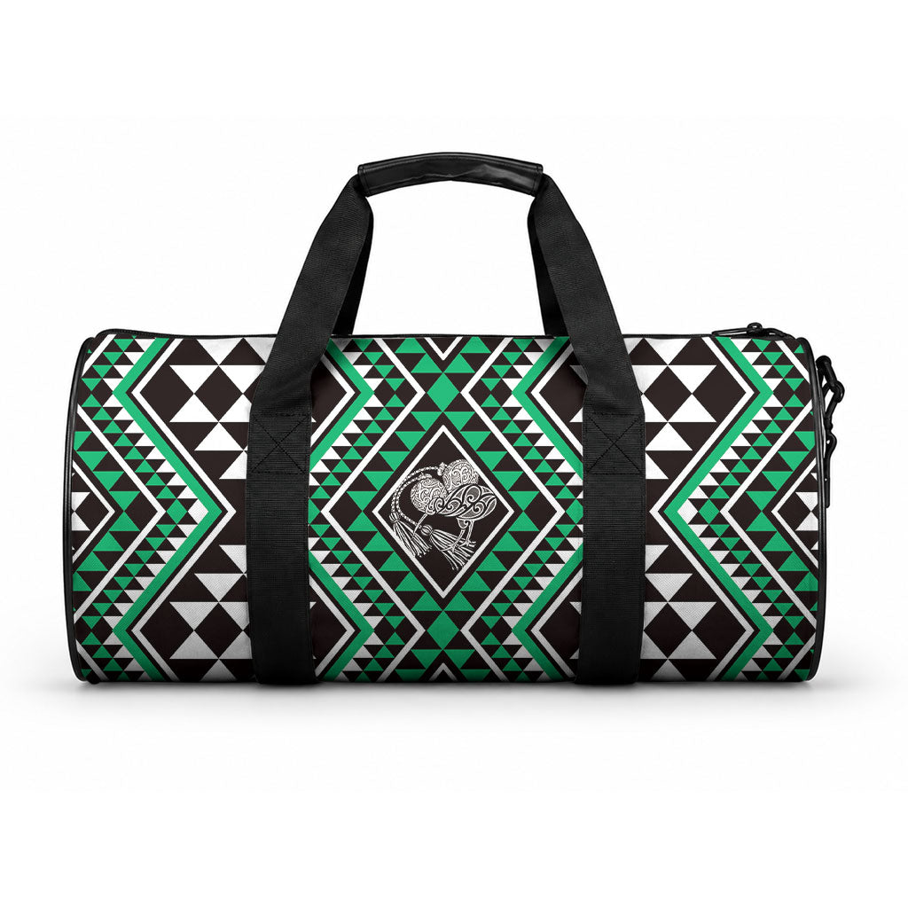 New Zealand Kakariki Taniko Motifs Duffle Bag Maori Poi Dance Costume Inspired LT14 One size Green - Polynesian Pride