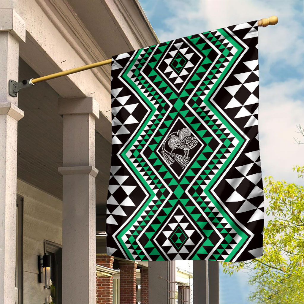New Zealand Kakariki Taniko Motifs Garden Flag Maori Poi Dance Costume Inspired LT14 House Flag Green - Polynesian Pride