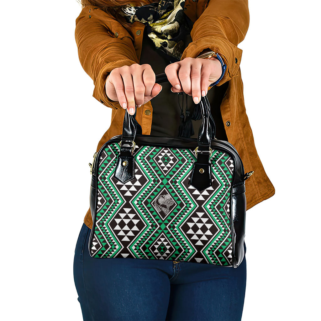 New Zealand Kakariki Taniko Motifs Shoulder Handbag Maori Poi Dance Costume Inspired LT14 One Size Green - Polynesian Pride