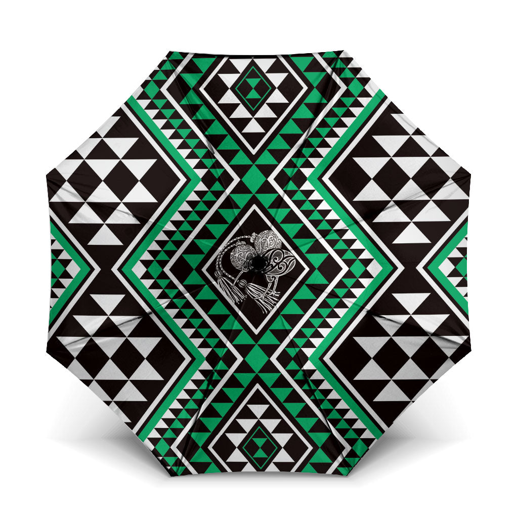 New Zealand Kakariki Taniko Motifs Umbrella Maori Poi Dance Costume Inspired LT14 One Size Folded 11.42 inch Opened Diameter 37.4 inch Green - Polynesian Pride