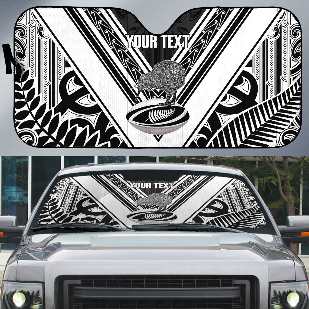 New Zealand Silver Fern Rugby Custom Auto Sun Shade Go Wheel Kiwi Maori Pattern LT14 White - Polynesian Pride