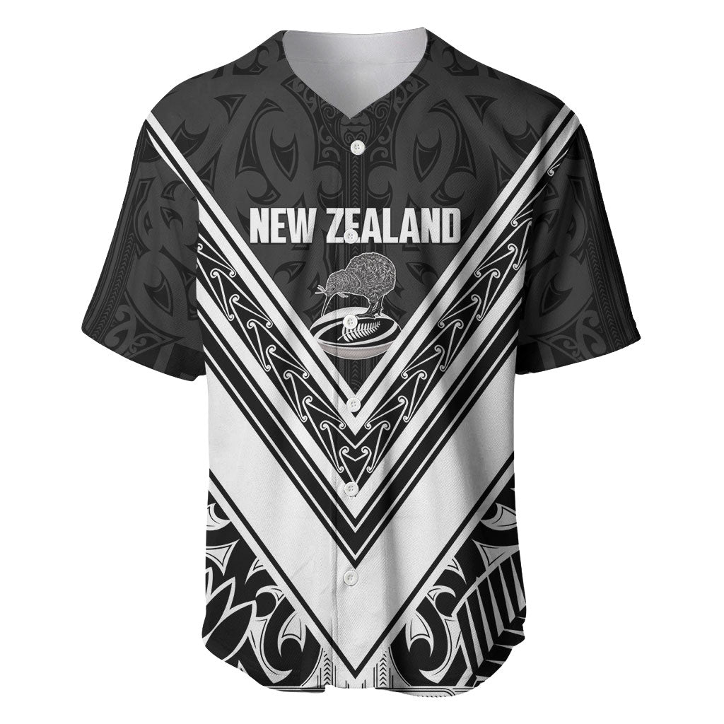 New Zealand Silver Fern Rugby Custom Baseball Jersey Go Wheel Kiwi Maori Pattern LT14 White - Polynesian Pride