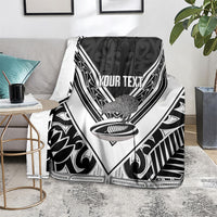 New Zealand Silver Fern Rugby Custom Blanket Go Wheel Kiwi Maori Pattern LT14 - Polynesian Pride
