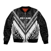 New Zealand Silver Fern Rugby Custom Bomber Jacket Go Wheel Kiwi Maori Pattern LT14 Unisex White - Polynesian Pride