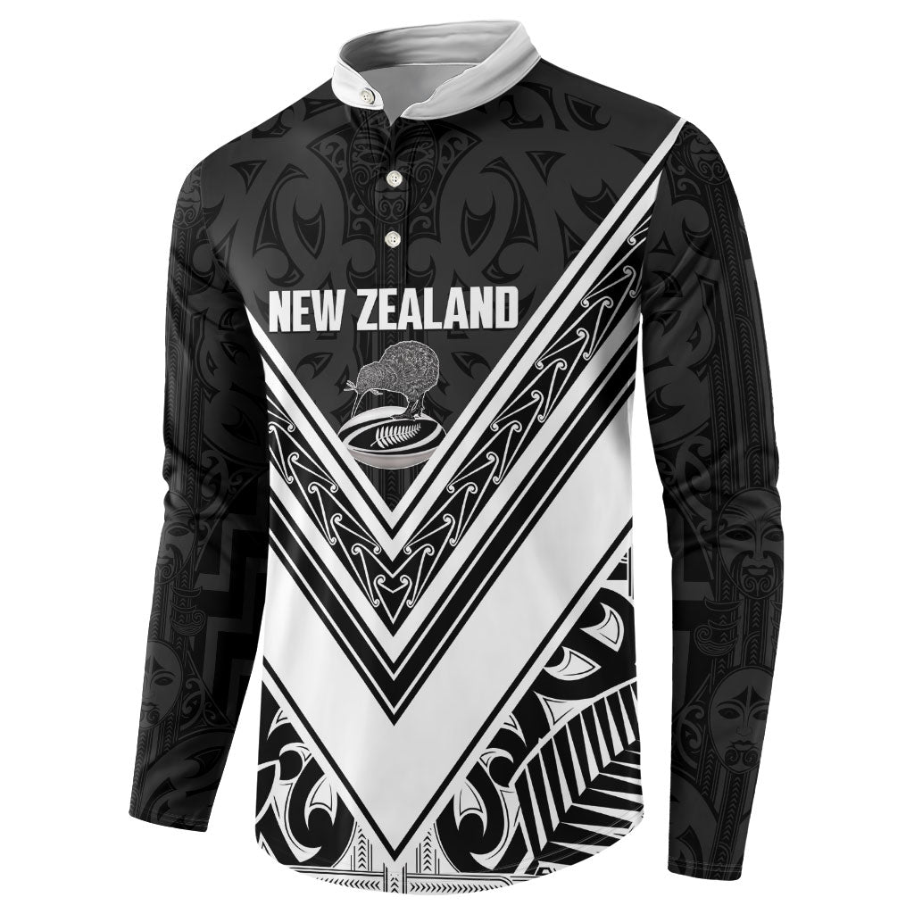 New Zealand Silver Fern Rugby Custom Button Sweatshirt Go Wheel Kiwi Maori Pattern LT14 - Polynesian Pride