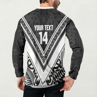 New Zealand Silver Fern Rugby Custom Button Sweatshirt Go Wheel Kiwi Maori Pattern LT14 - Polynesian Pride