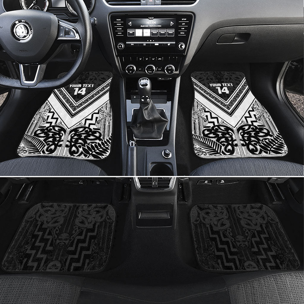 New Zealand Silver Fern Rugby Custom Car Mats Go Wheel Kiwi Maori Pattern LT14 Set 4pcs White - Polynesian Pride