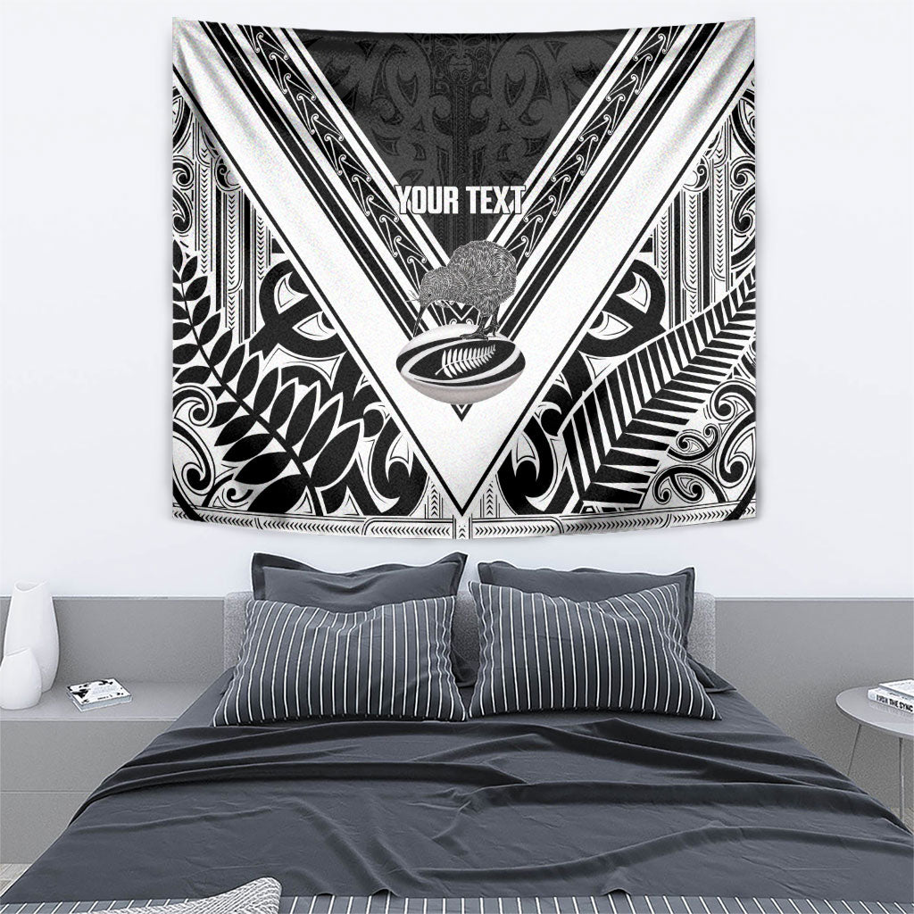 New Zealand Silver Fern Rugby Custom Tapestry Go Wheel Kiwi Maori Pattern LT14 - Polynesian Pride