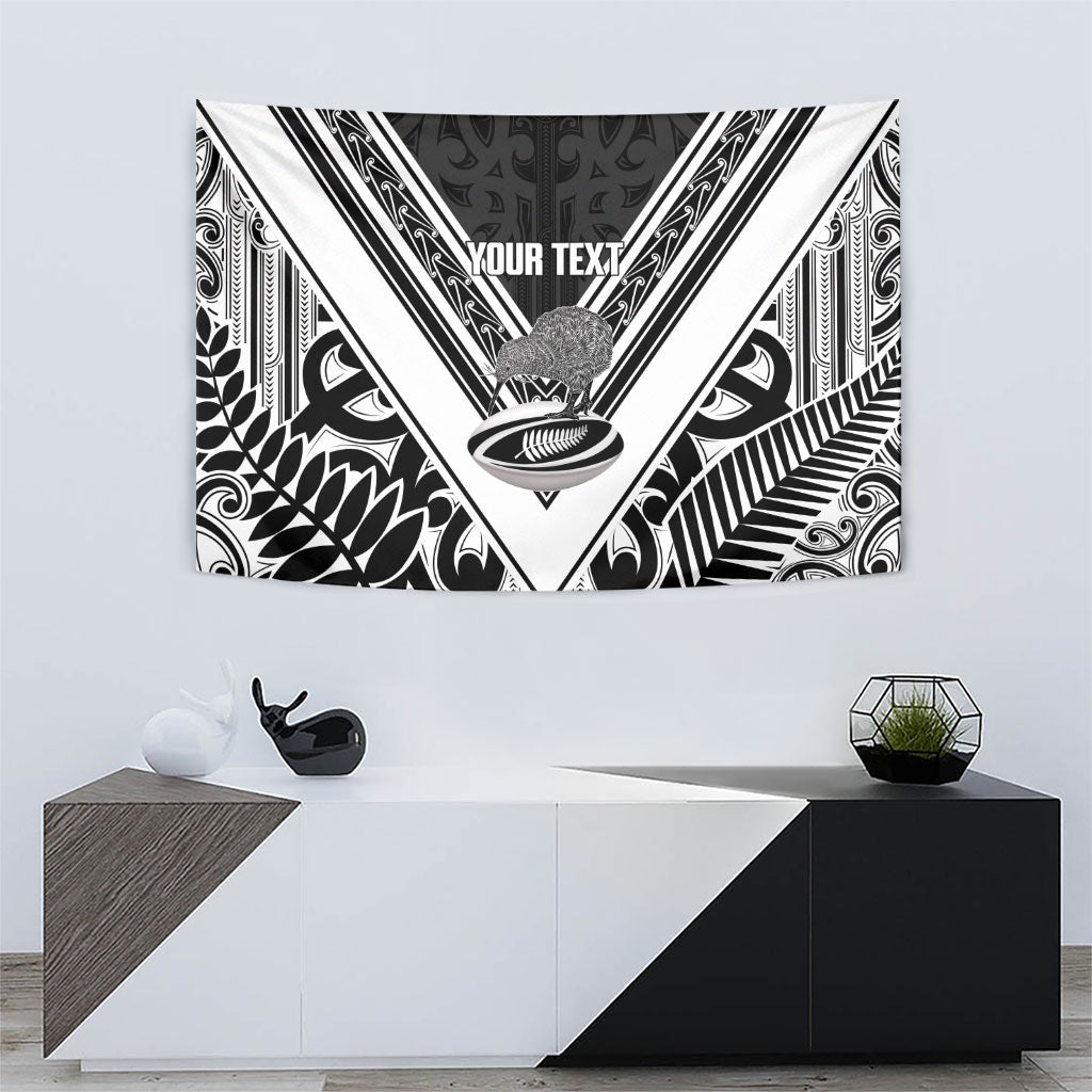 New Zealand Silver Fern Rugby Custom Tapestry Go Wheel Kiwi Maori Pattern LT14 - Polynesian Pride