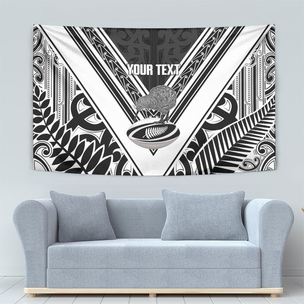 New Zealand Silver Fern Rugby Custom Tapestry Go Wheel Kiwi Maori Pattern LT14 - Polynesian Pride