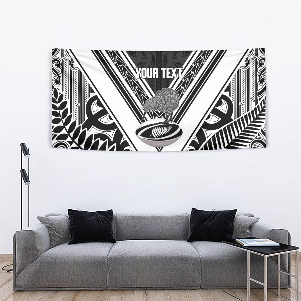 New Zealand Silver Fern Rugby Custom Tapestry Go Wheel Kiwi Maori Pattern LT14 - Polynesian Pride