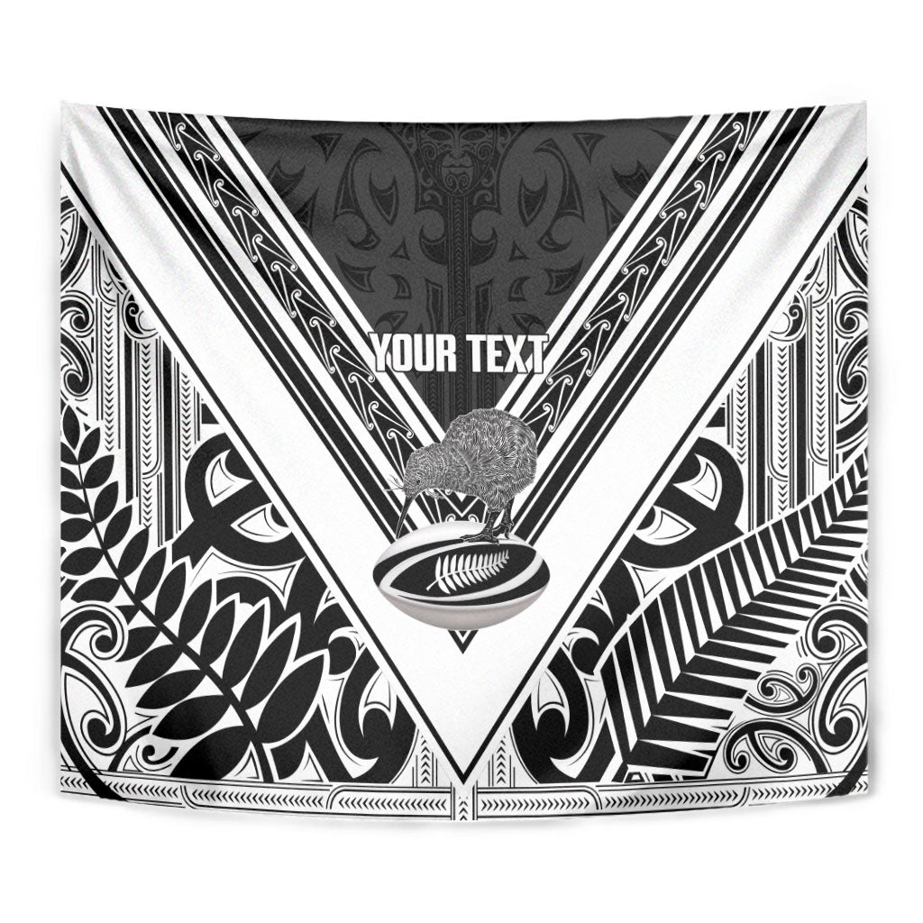 New Zealand Silver Fern Rugby Custom Tapestry Go Wheel Kiwi Maori Pattern LT14 - Polynesian Pride